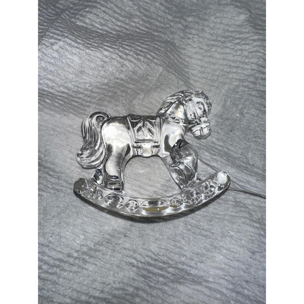 Princess House Clear Glass Crystal Ornamental Rocking Horse Figurine baby